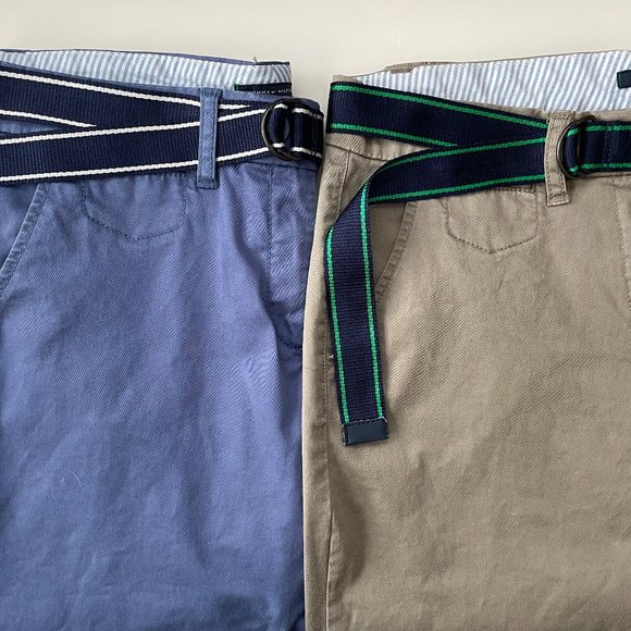 Tommy Hilfiger 2 Lot Ladies 12 Cropped Straight Leg Pant w Belt Blue Tan Bundle - Picture 5 of 16
